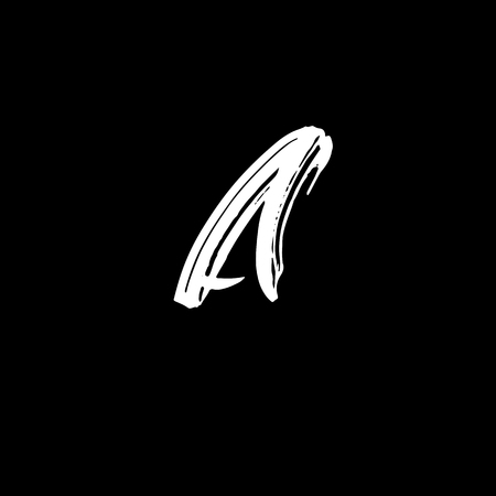 Letter A. Handwritten by dry brush. Rough strokes font. Vector illustration. Grunge style alphabetのイラスト素材