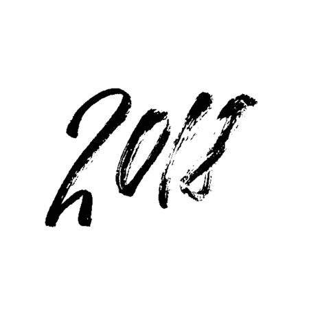2018 Happy New Year. Beautiful greeting card calligraphy. Black vector illustration. Hand drawn print design. Handwritten modern brush letteringのイラスト素材