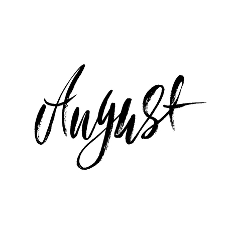 Hand drawn typography lettering. August. Month inscription. Vector Illustration.のイラスト素材
