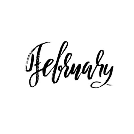 Hand drawn typography lettering. February. Month inscription. Vector Illustration.のイラスト素材
