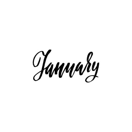 Hand drawn typography lettering. January. Month inscription. Vector Illustration.のイラスト素材