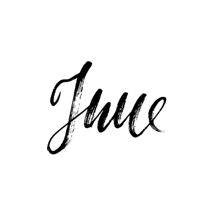 Hand drawn typography lettering. June. Month inscription. Vector Illustration.のイラスト素材