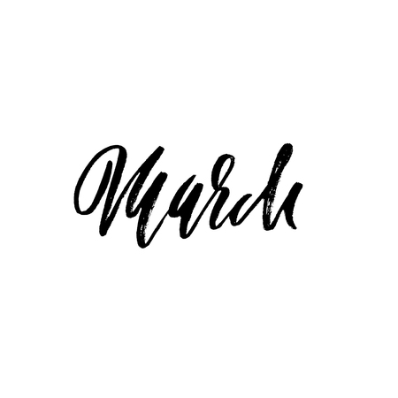 Hand drawn typography lettering. March. Month inscription. Vector Illustration.のイラスト素材