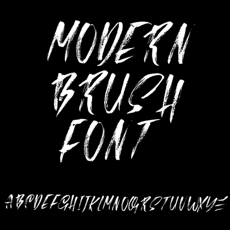 Hand drawn dry brush font.のイラスト素材
