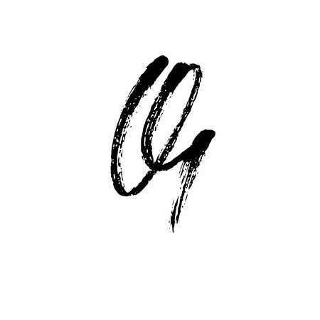 Letter Q. Handwritten by dry brush. Rough strokes font. Vector illustration. Grunge style alphabetのイラスト素材