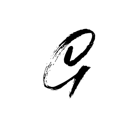 Letter G. Handwritten by dry brush. Rough strokes font. Vector illustration. Grunge style alphabetのイラスト素材
