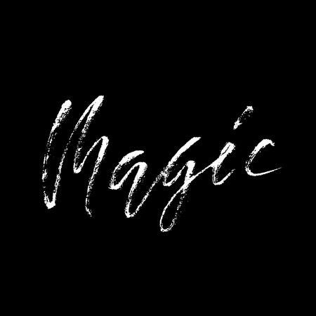 Vector handwritten illustration. Magic word. Modern dry brush lettering. Calligraphy poster. Tupography card.のイラスト素材