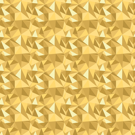 Seamless pattern with glitter gold triangles. Abstract mosaic background. Geometric vector illustration. Yellow backdrop.のイラスト素材