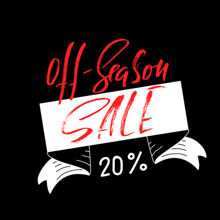 Off-season sale handwritten lettering. Grunge dry brush template. Typography banner. Hand drawn calligraphy. Vector illustration.のイラスト素材