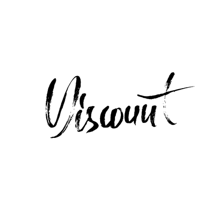 Discount handwritten lettering. Grunge dry brush template. Typography banner. Hand drawn calligraphy. Vector illustration.のイラスト素材