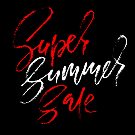 Summer Sale Inscription. Vector handwritten modern dry brush lettering.のイラスト素材