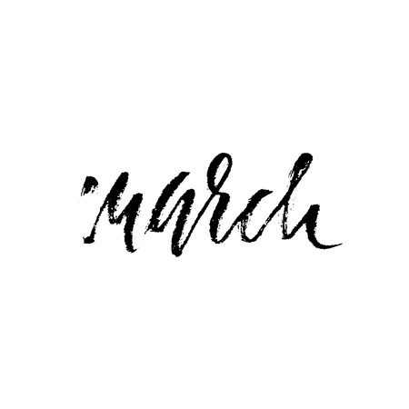 Hand drawn typography lettering. March. Month inscription. Vector Illustration.のイラスト素材