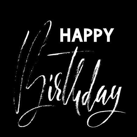 Happy birthday modern brush lettering for invitation and greeting card, prints and posters. Handwritten inscription. Calligraphic design. Vector illustration.のイラスト素材