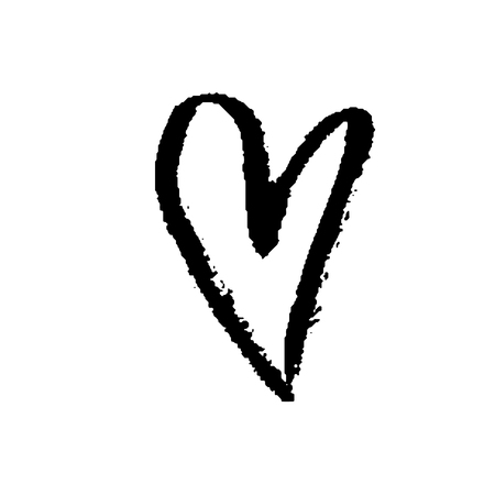 Grunge hand drawn ink heart. Valentine day dry brush print. Vector grunge illustration.のイラスト素材