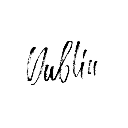 Dublin, hand-drawn modern dry brush calligraphy isolated vector illustration.のイラスト素材