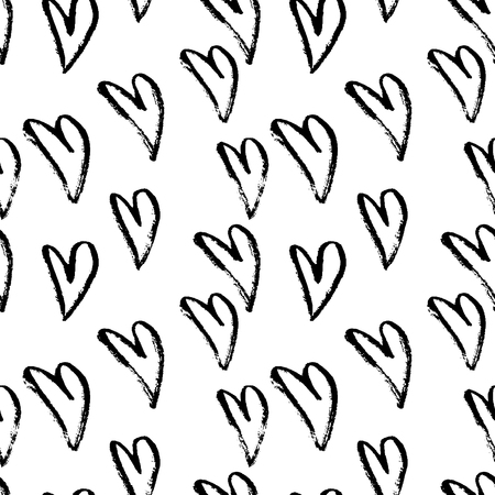 Abstract seamless ink grunge hearts pattern illustration.のイラスト素材