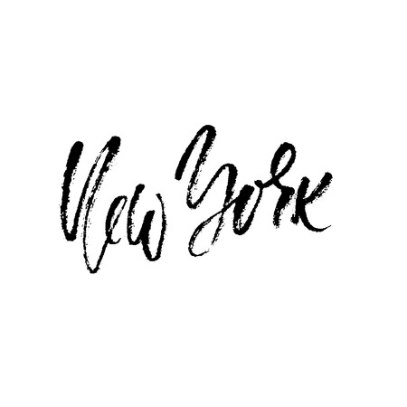 New York lettering. Hand drawn modern dry brush calligraphy. Isolated vector illustration.のイラスト素材