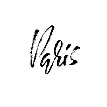 Handwritten lettering poster for your design. Creative typography. Hand drawn inscription. Paris. Vector illustration.のイラスト素材