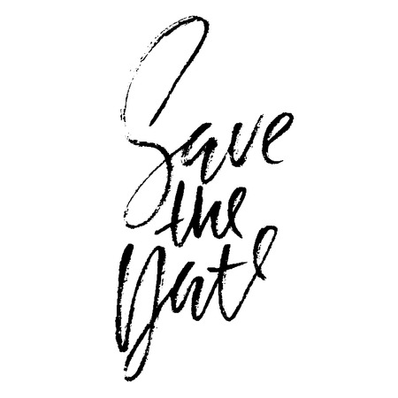 Save the date card. Hand drawn wedding calligraphy. Modern brush calligraphy. Hand drawn lettering background. Vector ink illustrationのイラスト素材