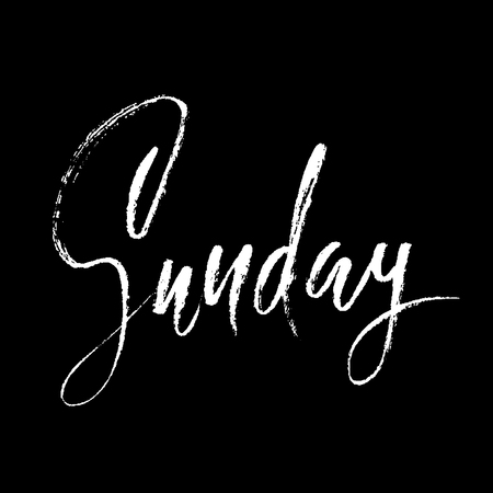Sunday. Day of a week. Handdrawn modern brush lettering. Vector inscriprion. Calligraphy illustrationのイラスト素材
