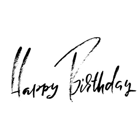 Happy birthday modern brush lettering for invitation and greeting card, prints and posters. Handwritten inscription. Calligraphic design. Vector illustration.のイラスト素材