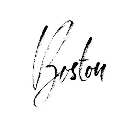 Boston, USA. City typography lettering design. Hand drawn modern dry brush calligraphy. Isolated vector illustration.のイラスト素材