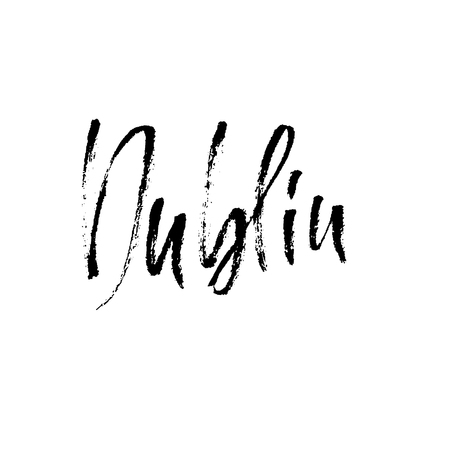 Dublin. City typography lettering design. Hand drawn modern dry brush calligraphy. Isolated vector illustrationのイラスト素材