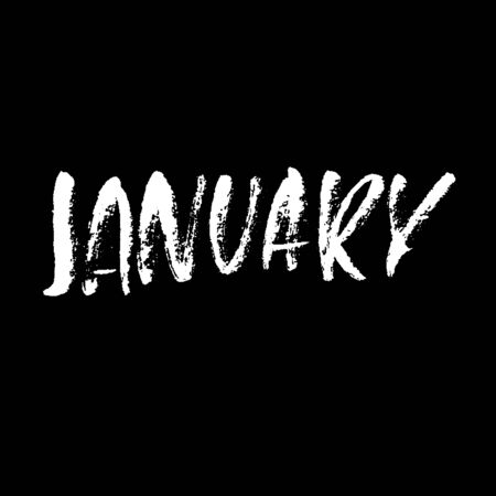 Hand drawn typography lettering. January. Month inscription. Vector Illustration.のイラスト素材