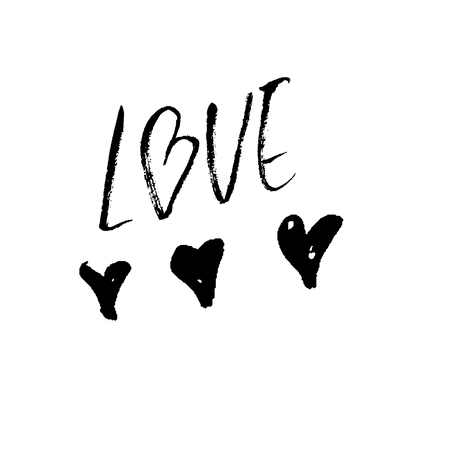 Love. Ink hand drawn lettering. Modern dry brush typography. Grunge vector illustration.のイラスト素材