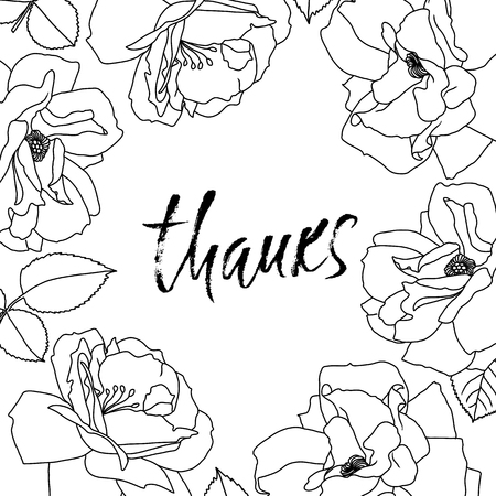 Thanks handwritten inscription. Hand drawn modern dry brush lettering. Thank you card. Vector illustration.のイラスト素材