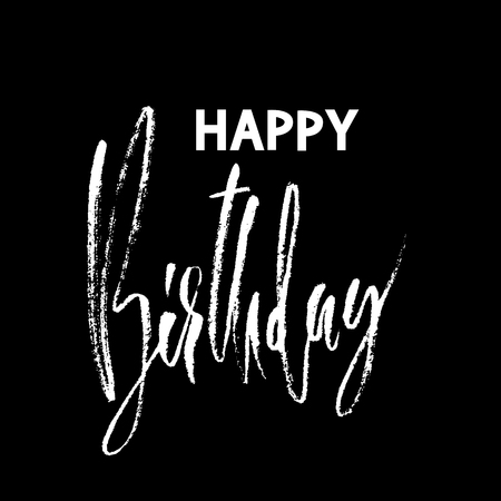 Happy birthday modern brush lettering for invitation and greeting card, prints and posters. Handwritten inscription. Calligraphic design. Vector illustrationのイラスト素材