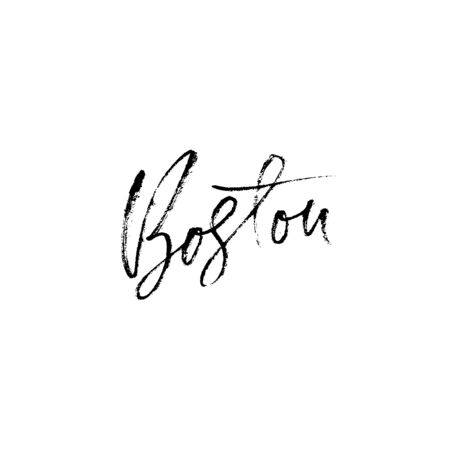 Boston, USA. City typography lettering design. Hand drawn modern dry brush calligraphy. Isolated vector illustrationのイラスト素材