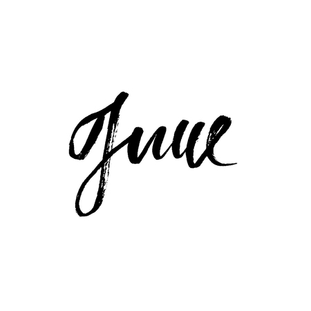 Hand drawn typography lettering. June. Month inscription. Vector Illustration.のイラスト素材