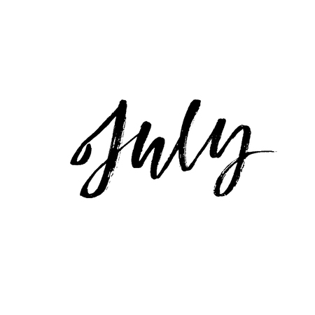 Hand drawn typography lettering. July.のイラスト素材