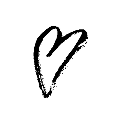 Grunge hand drawn ink heart. Valentine day dry brush print.のイラスト素材