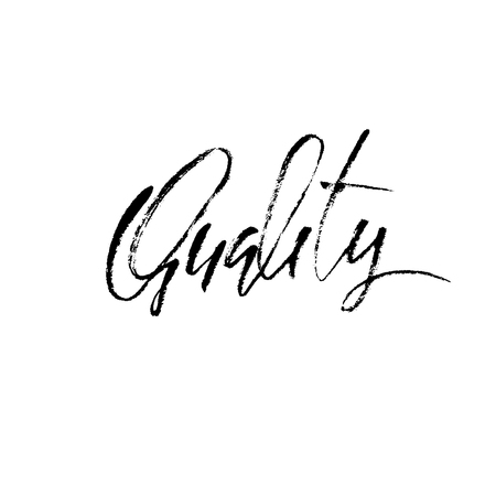 Hand drawn lettering. Quality. Ink illustration. Modern dry brush calligraphy. Vector illustration.のイラスト素材