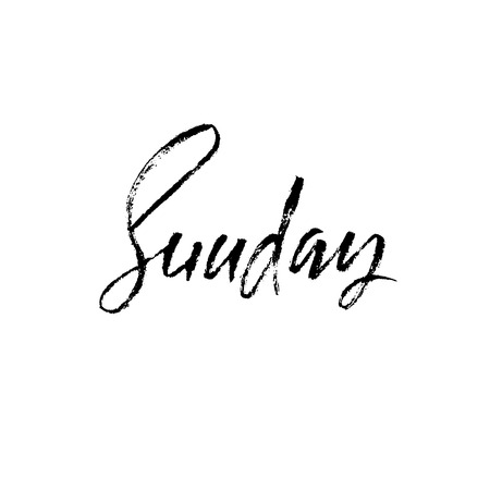 Sunday. Day of a week. Handdrawn modern brush lettering. Vector inscriprion. Calligraphy illustration.のイラスト素材