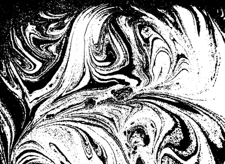 Black and white liquid texture. Watercolor hand drawn marbling illustration. Abstract vector background. Monochrome marble pattern.のイラスト素材