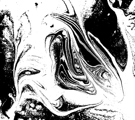 Black and white liquid texture. Watercolor hand drawn marbling illustration. Abstract vector background. Monochrome marble pattern.のイラスト素材