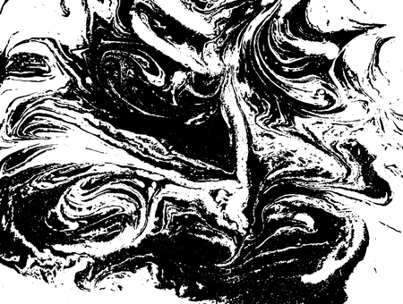 Black and white liquid texture. Watercolor hand drawn marbling illustration. Abstract vector background. Monochrome marble pattern.のイラスト素材