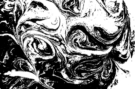 Black and white liquid texture. Watercolor hand drawn marbling illustration. Abstract vector background. Monochrome marble pattern.のイラスト素材
