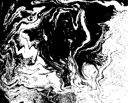 Black and white liquid texture. Watercolor hand drawn marbling illustration.のイラスト素材