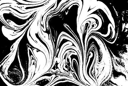 Black and white liquid texture. Watercolor hand drawn marbling illustration..のイラスト素材