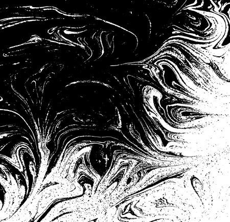 Black and white liquid texture. Watercolor hand drawn marbling illustration. Abstract vector background. Monochrome marble pattern.のイラスト素材