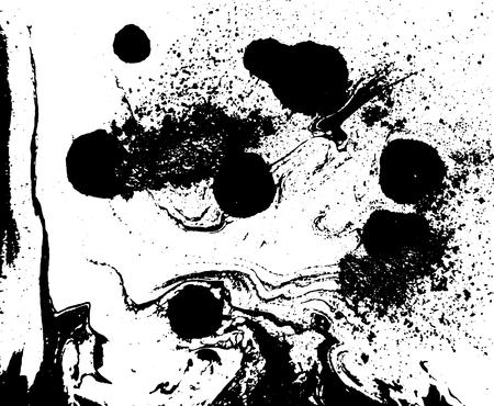 Black and white liquid texture. Watercolor hand drawn marbling illustration.のイラスト素材