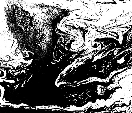 Black and white liquid texture. Watercolor hand drawn marbling illustration. Abstract vector background. Monochrome marble pattern.のイラスト素材