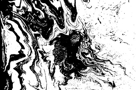 Black and white liquid texture. Watercolor hand drawn marbling illustration. Abstract vector background. Monochrome marble pattern.のイラスト素材