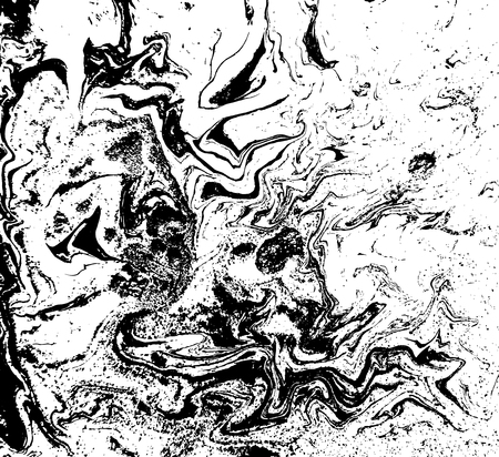 Black and white liquid texture. Watercolor hand drawn marbling illustration. Abstract vector background. Monochrome marble pattern.のイラスト素材