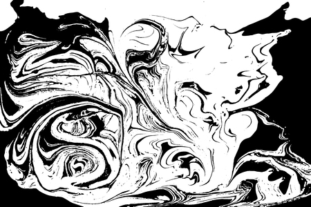 Black and white liquid texture. Watercolor hand drawn marbling illustration. Abstract vector background. Monochrome marble pattern.のイラスト素材
