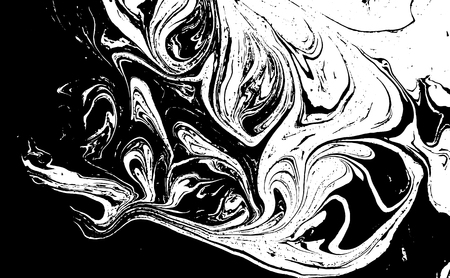 Black and white liquid texture. Watercolor hand drawn marbling illustration. Abstract vector background. Monochrome marble pattern.のイラスト素材